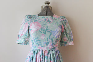 Vintage Floral Teal Laura Ashley Dress