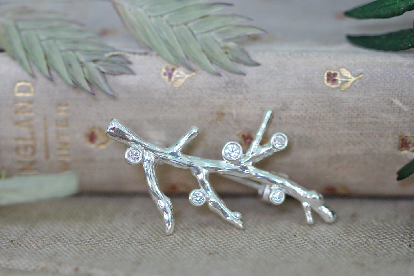 Crystals Coral Brooch