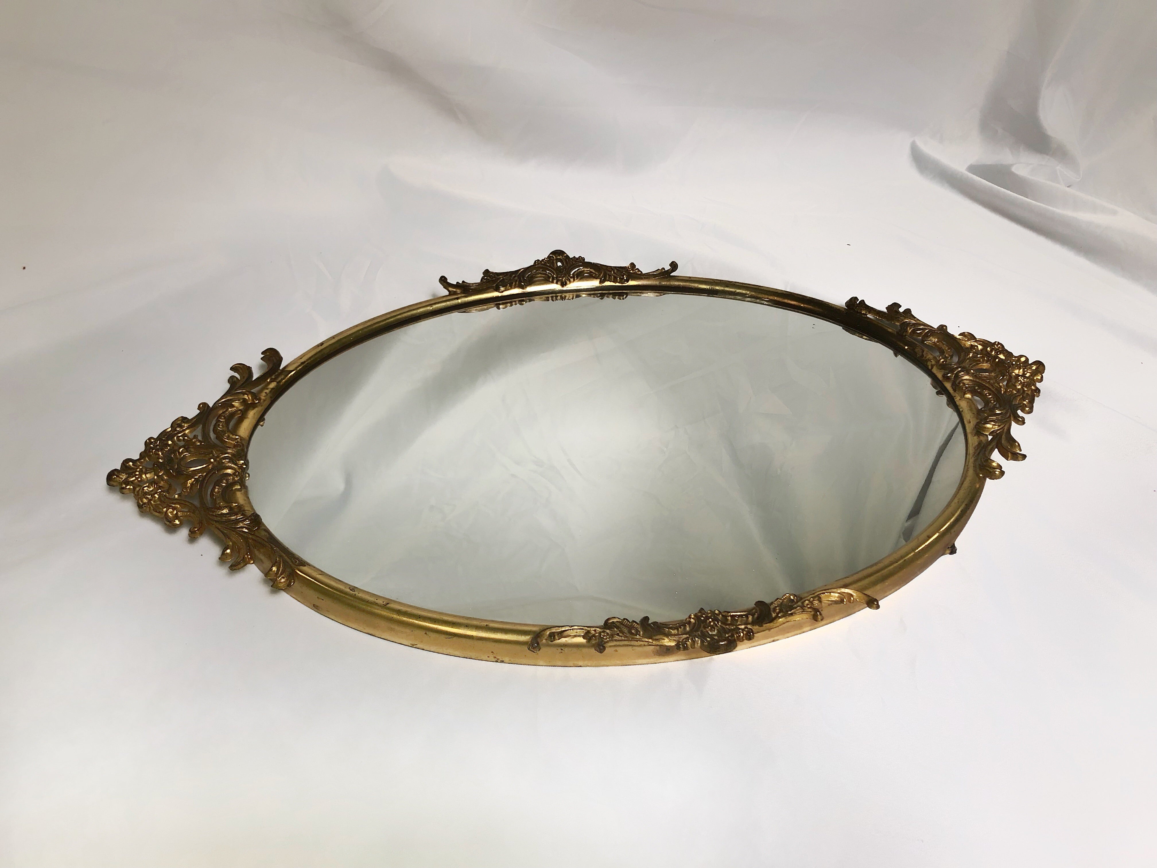 Antique French Victorian Hanging Mirror Tray