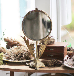 Vintage Gold Vanity Pedestal Mirror