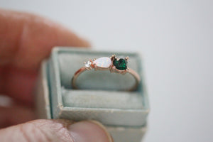 Opal & Emerald Crystal Ring