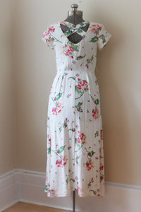 Vintage White Pink Floral Carol Anderson Dress