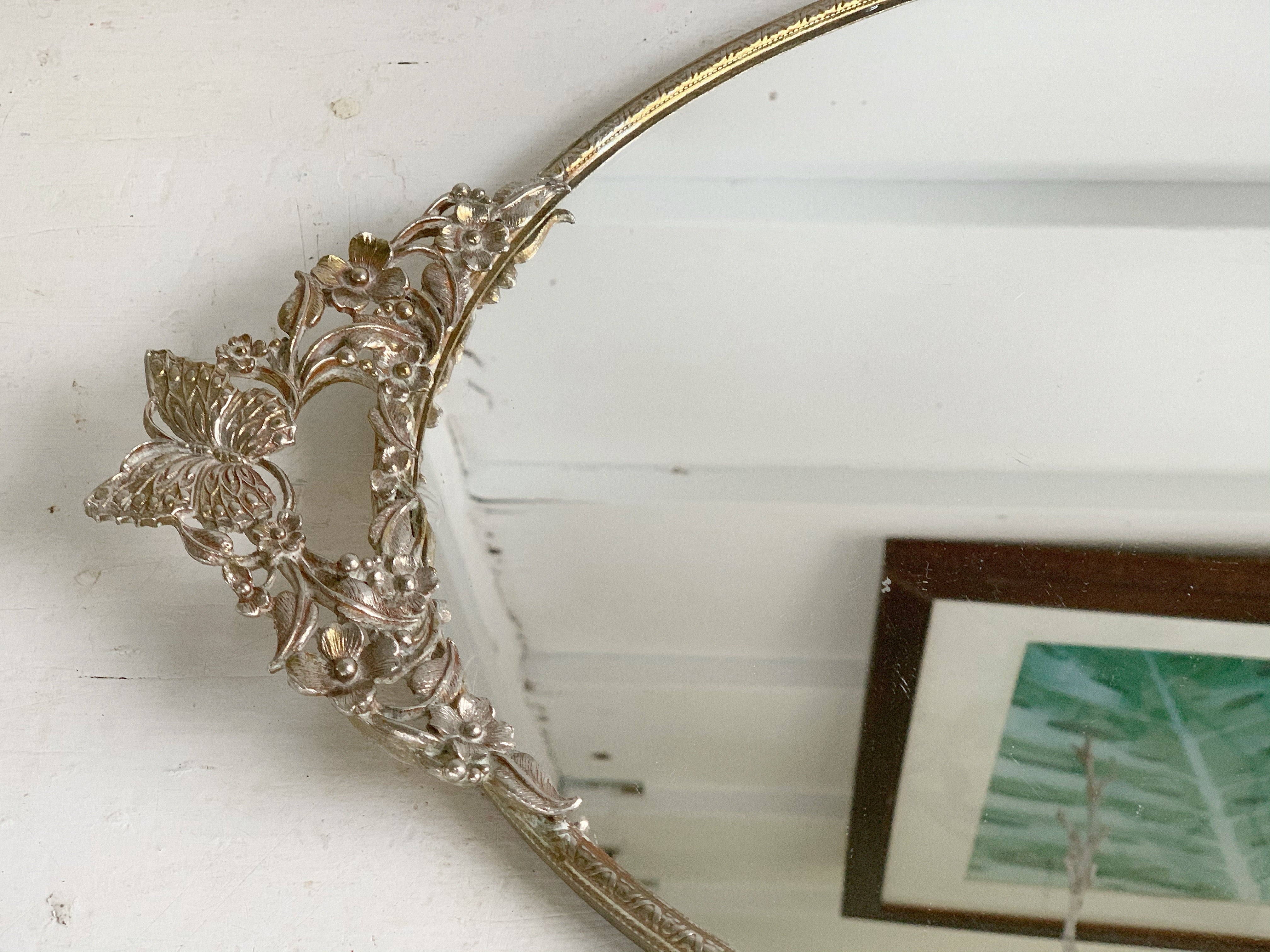 Antique Butterflies Mirror Tray