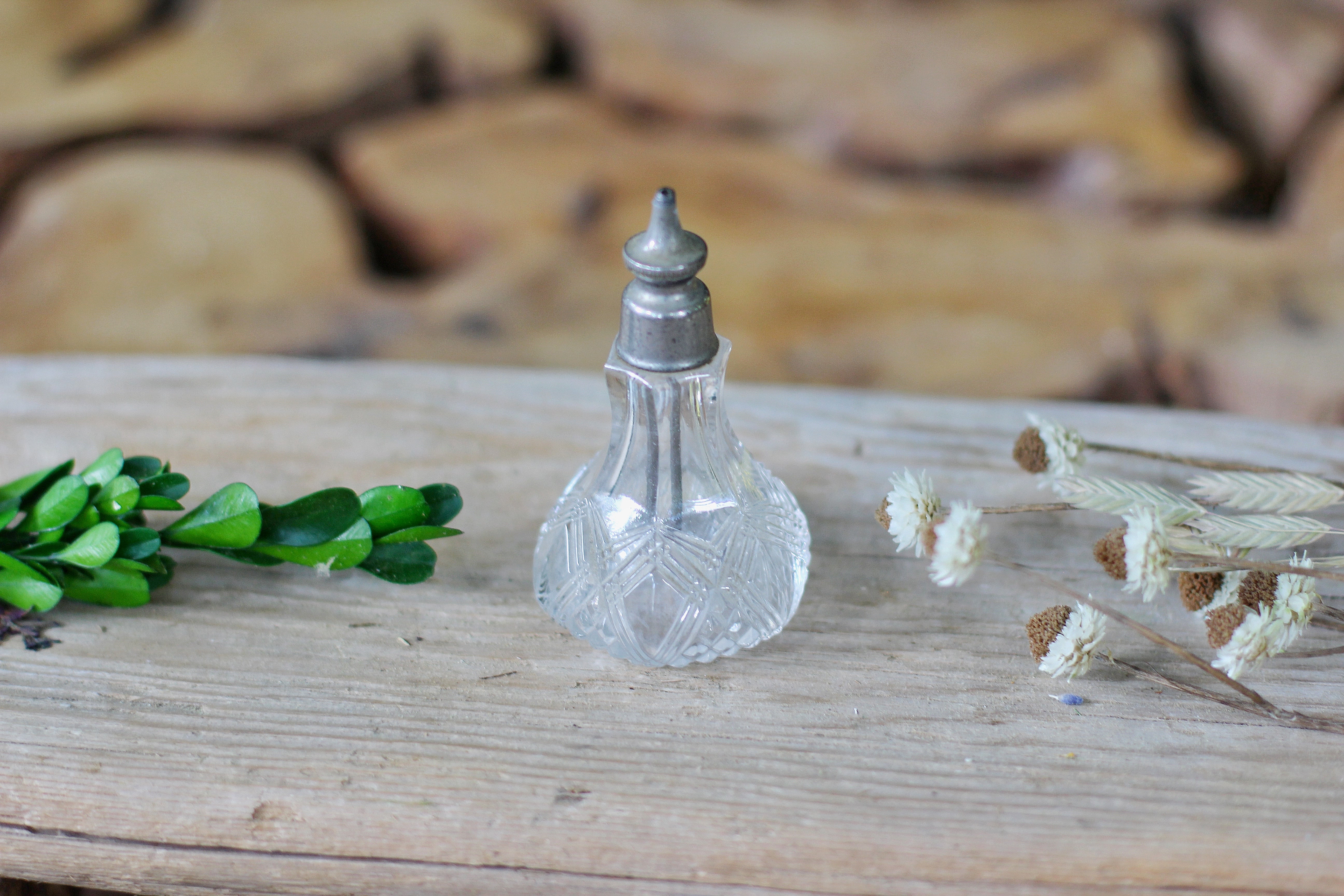 Antique Crystal Glass Perfume Bottle