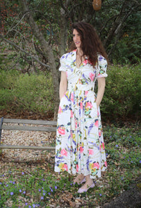 Vintage White Pink Floral Carol Anderson Dress