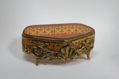 Antique Clam Sea Shell Jewelry Box