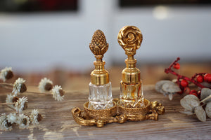 Antique Nature Inspired Perfume Bottles Set With Base