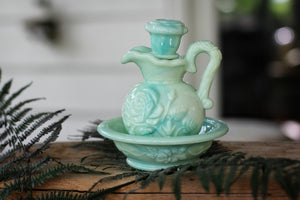 Vintage Avon Turquoise Hobnail Decanter
