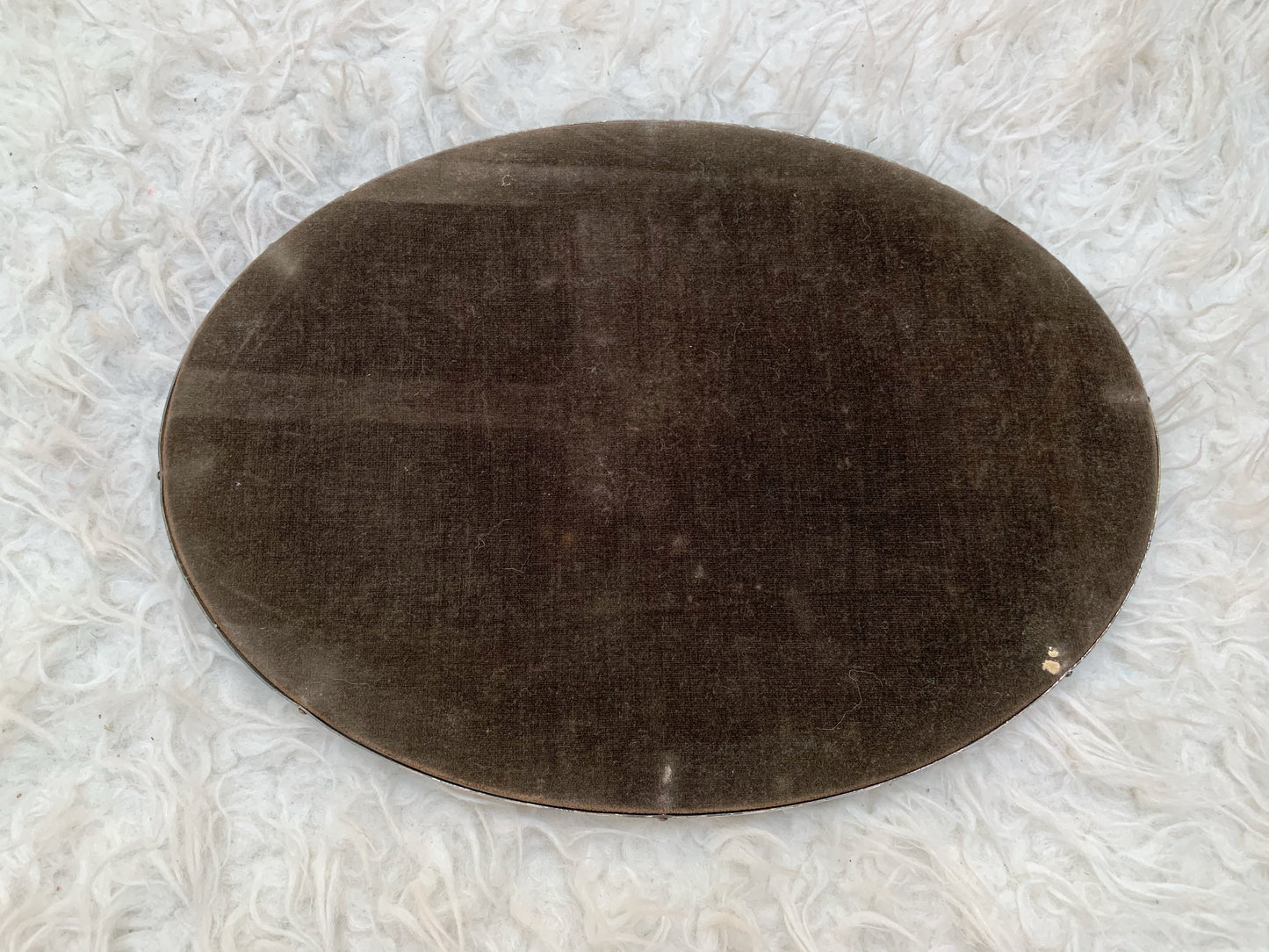 Antique Floral Silver Mirror Tray