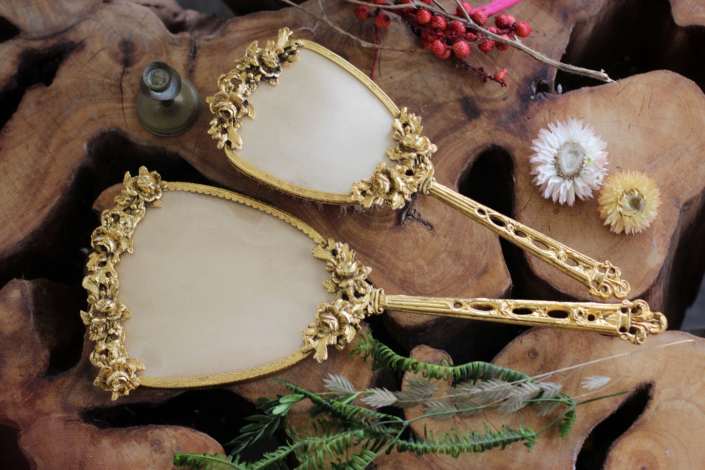 Antique Rare Floral Roses Vanity Set