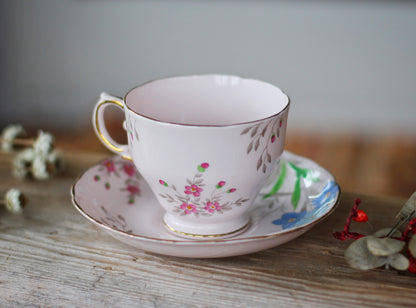 Vintage Floral Variety Rare Pink Tuscan Tea Cup Set