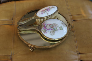 Antique Porcelain Hydrangeas Floral Vanity Set