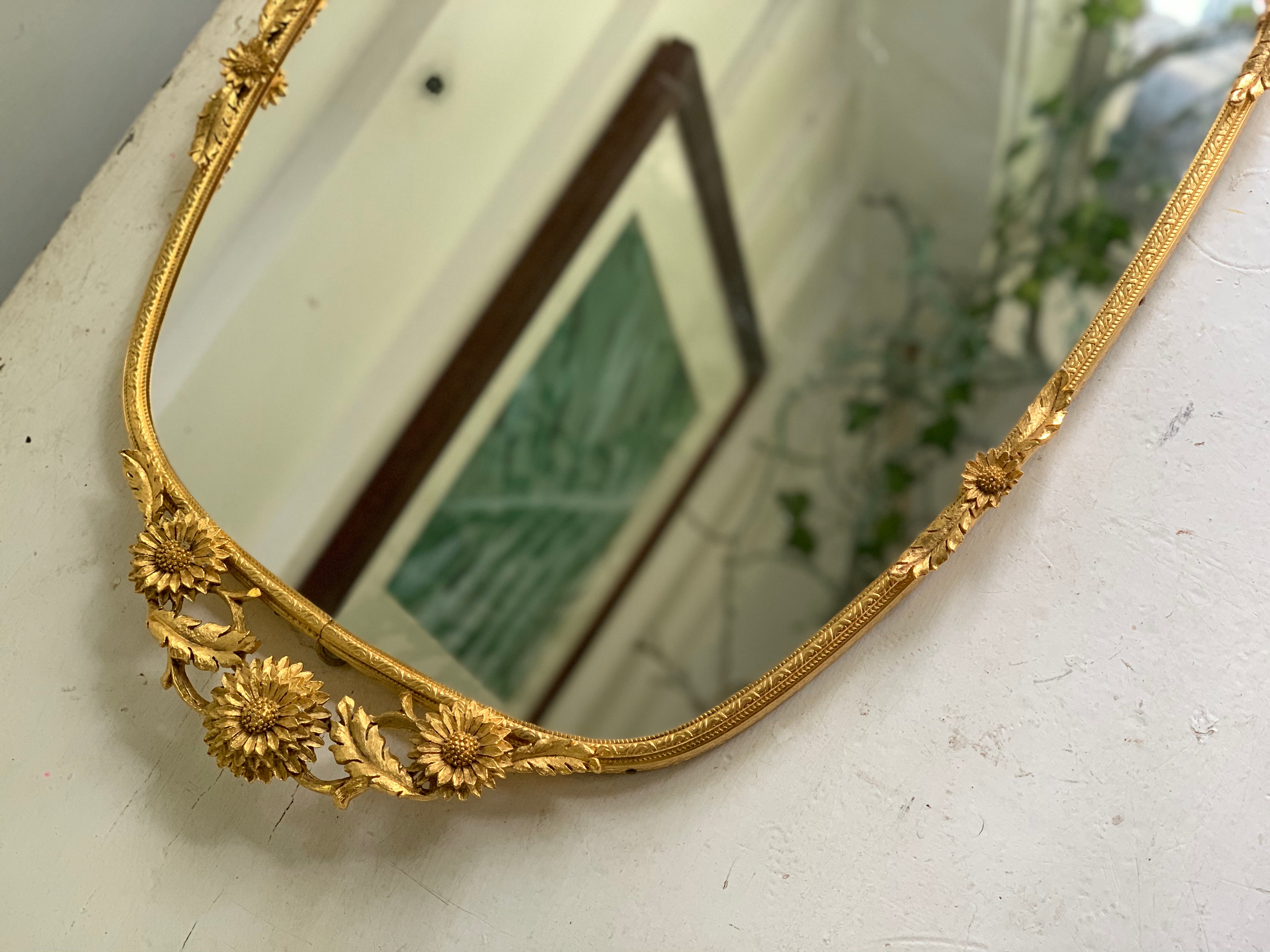 Antique Matson Sunflowers Mirror Tray