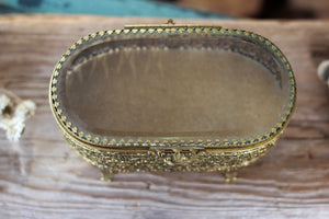 Antique Filigree Victorian Jewelry Box