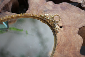 Antique Wreath Bronze Mirror Tray