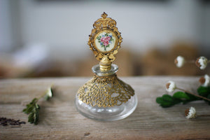 Antique Floral Filigree Perfume Bottle
