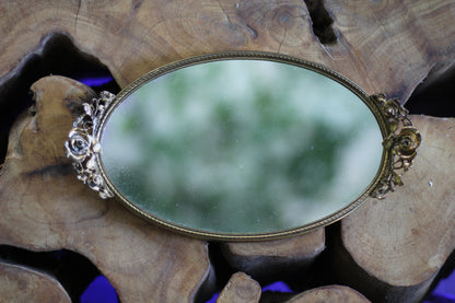 Antique Floral Roses Matson Mirror Tray