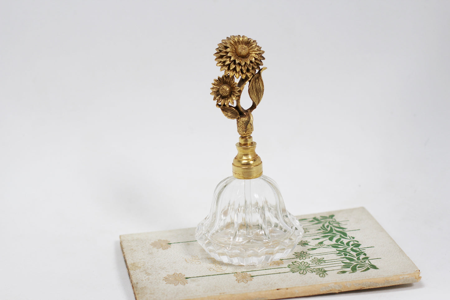 Antique Floral Sunflowers Glass Perfume Bottle