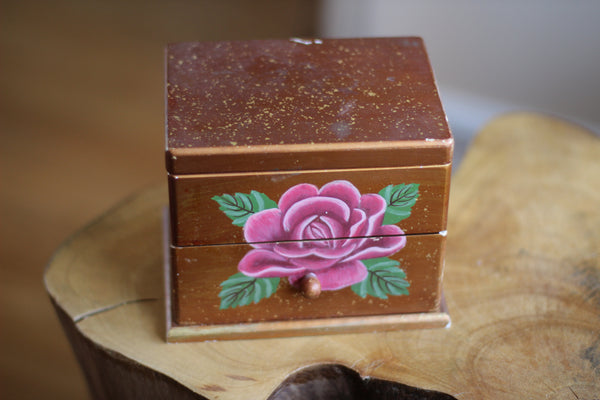 Vintage Wood Hand Painted Rose Floral Jewelry Box – Avigail Adam