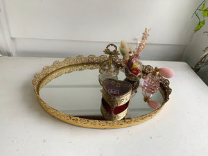 Large Lace Antique Mirror Tray