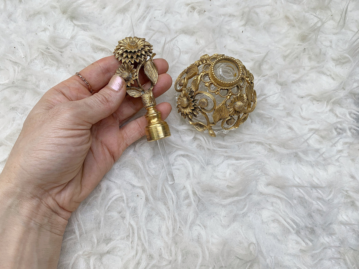 Antique Filigree Sunflower Matson Perfume Bottle