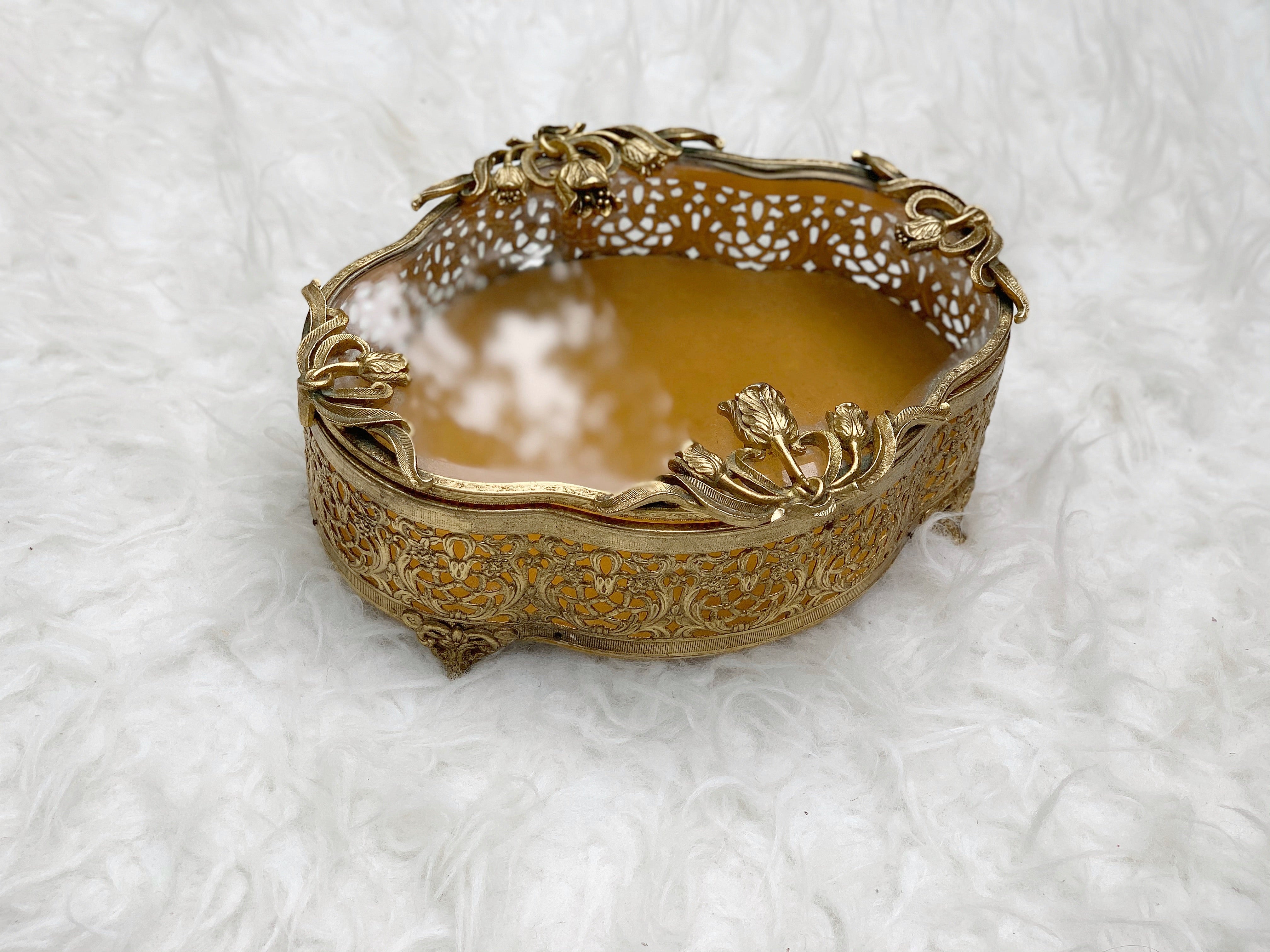 Antique Filigree Tulip Jewelry Box