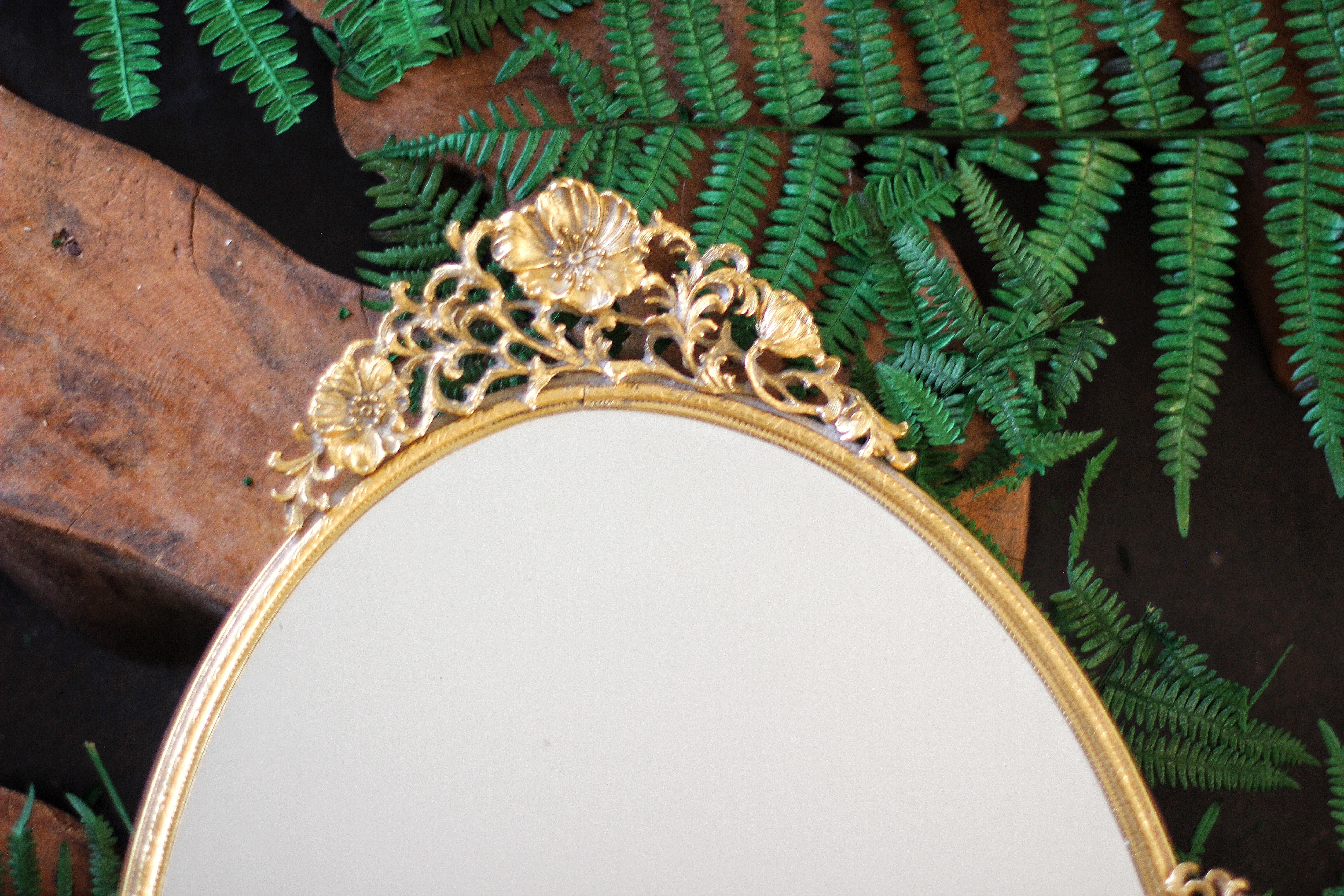 Antique Floral Dogwood Matson Mirror Tray