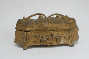 Vintage Art Nouveau Jewelry Bronze Floral Box