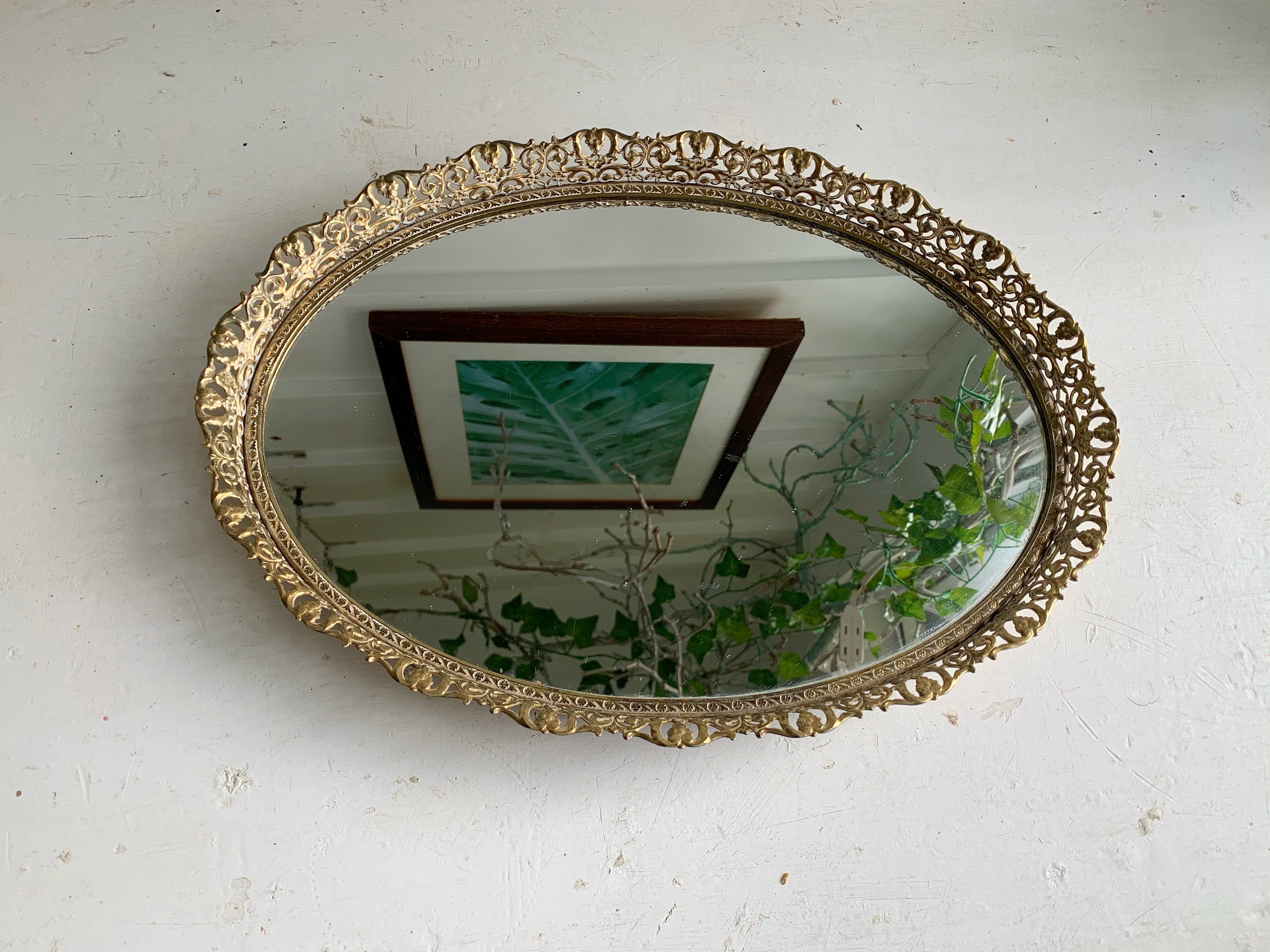 Lace Antique Mirror Tray