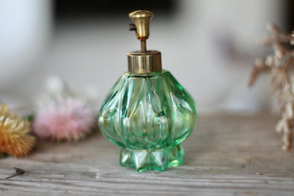 Vintage Green Crystal Perfume Bottle