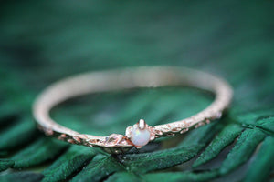 Tiny Leaf & Opal Ring