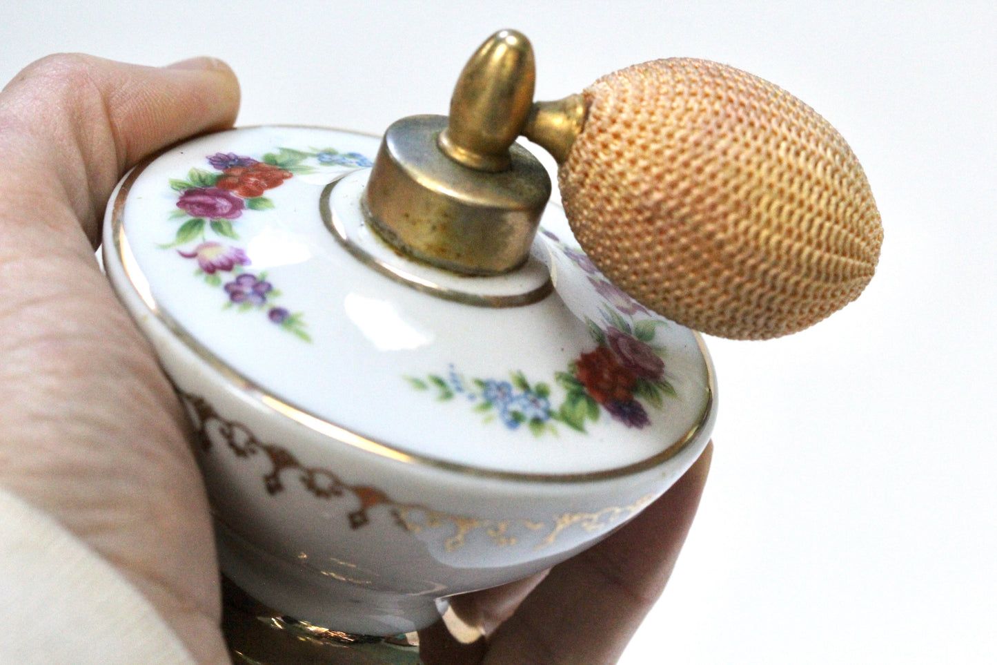 Antique Floral Holmspray Porcelain Perfume Bottle