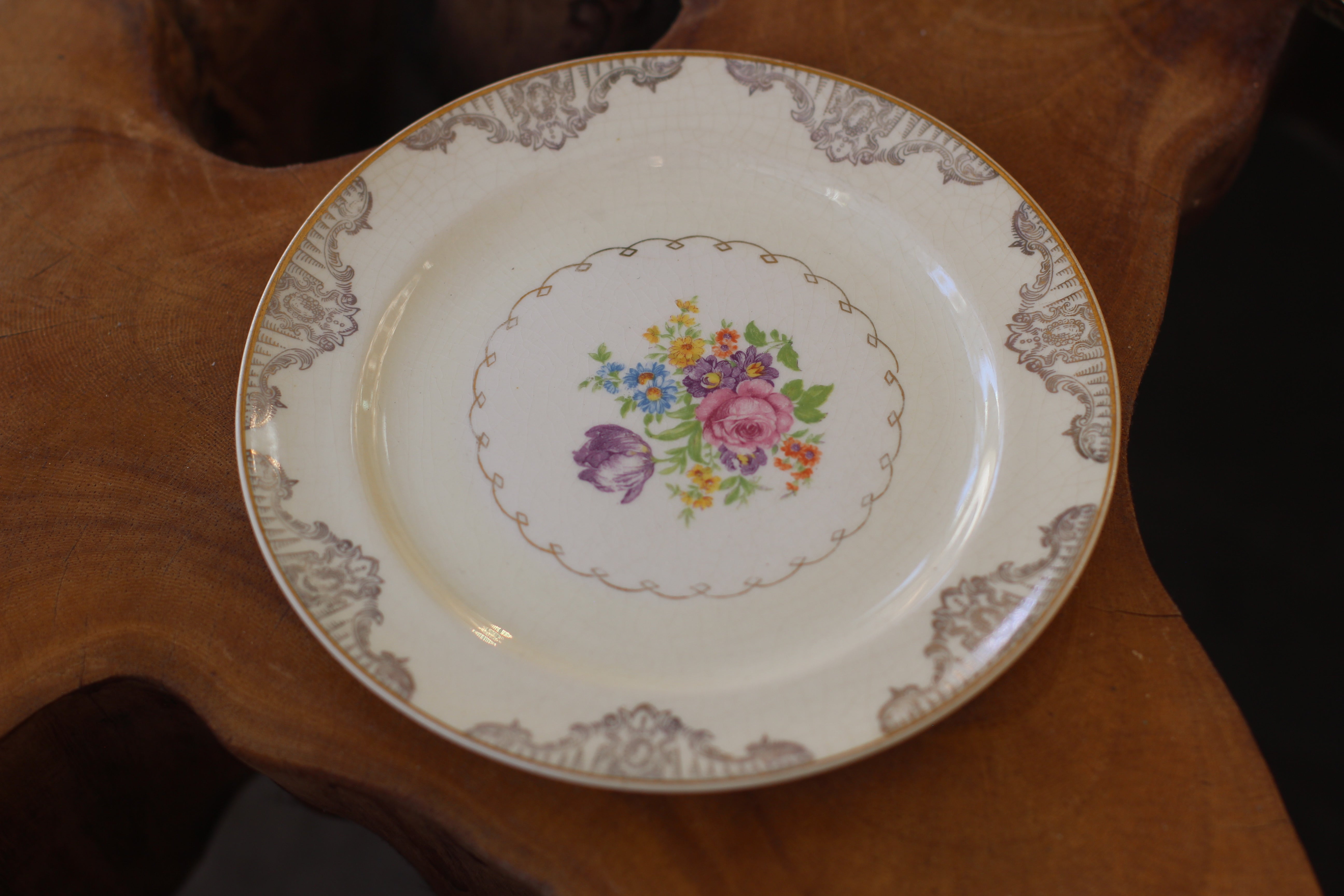 Vintage Taylor Smith Floral Plate Set