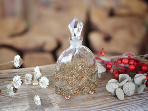 Antique Filigree Beveled Glass Perfume Bottle