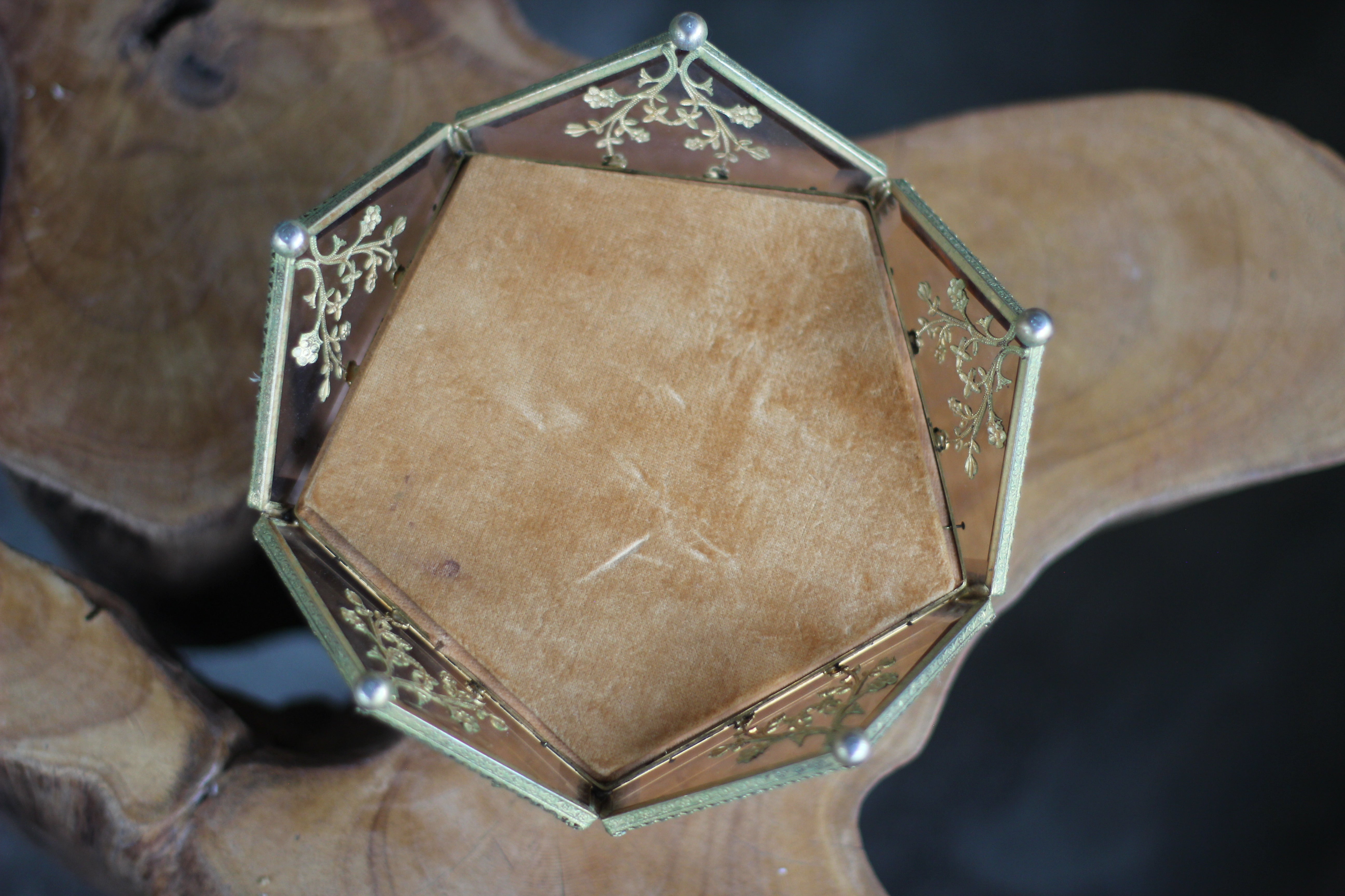 Amber Tinted French Victorian Rare Jewelry Box - Reserved
