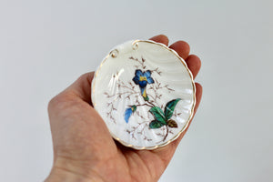 Antique Blue Floral Porcelain Ring Dish