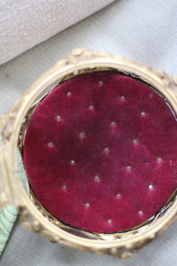 Antique Matson Dogwood Red Velvet Jewelry Box