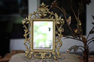 Antique Cast Iron Victorian Bronze Mirror / Frame