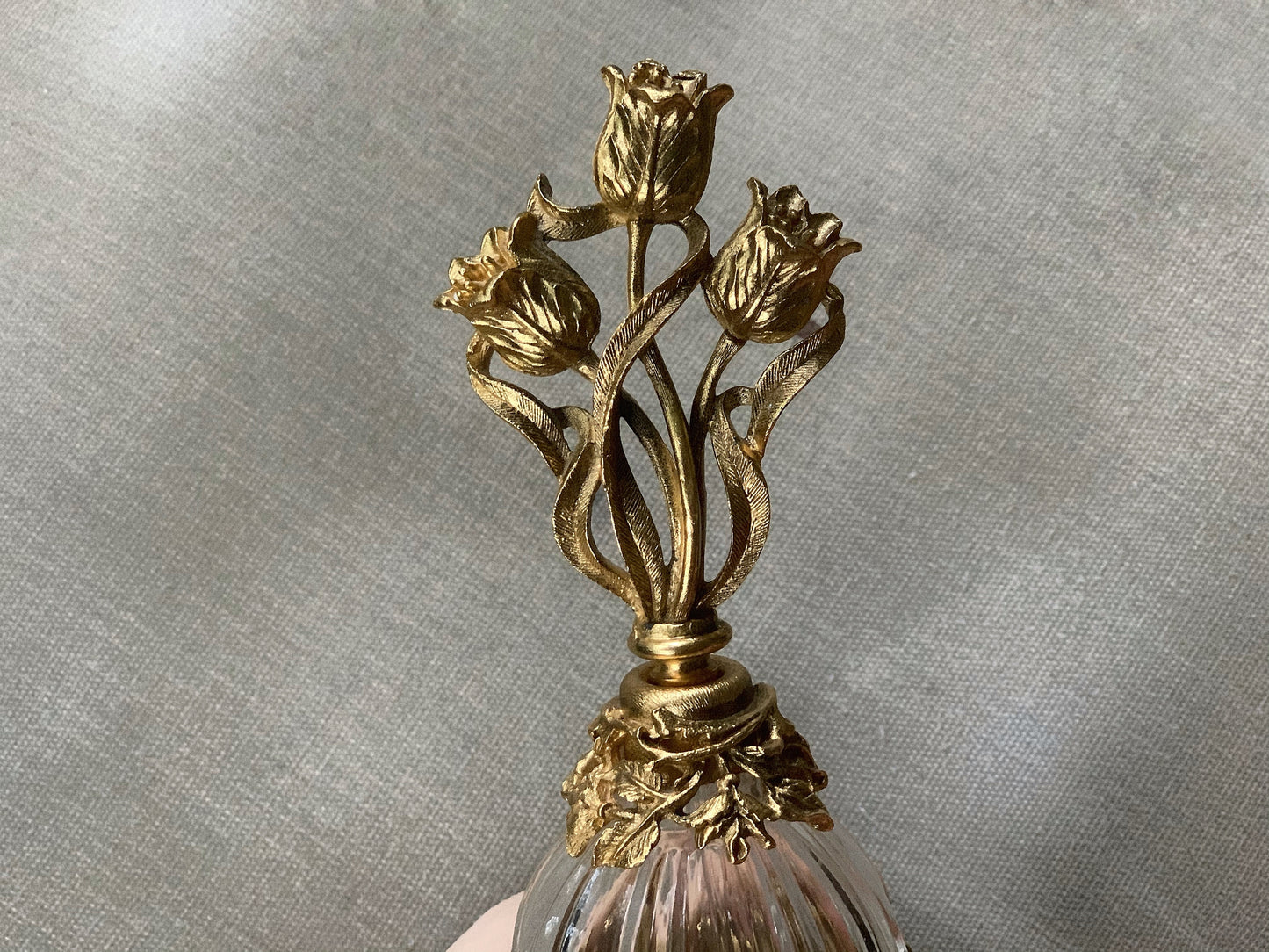 Antique Gold Tulip Floral Perfume Bottle