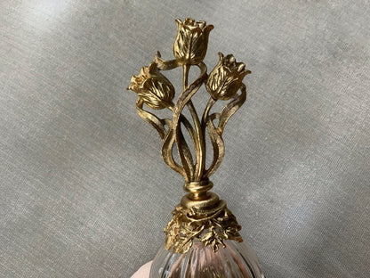 Antique Gold Tulip Floral Perfume Bottle