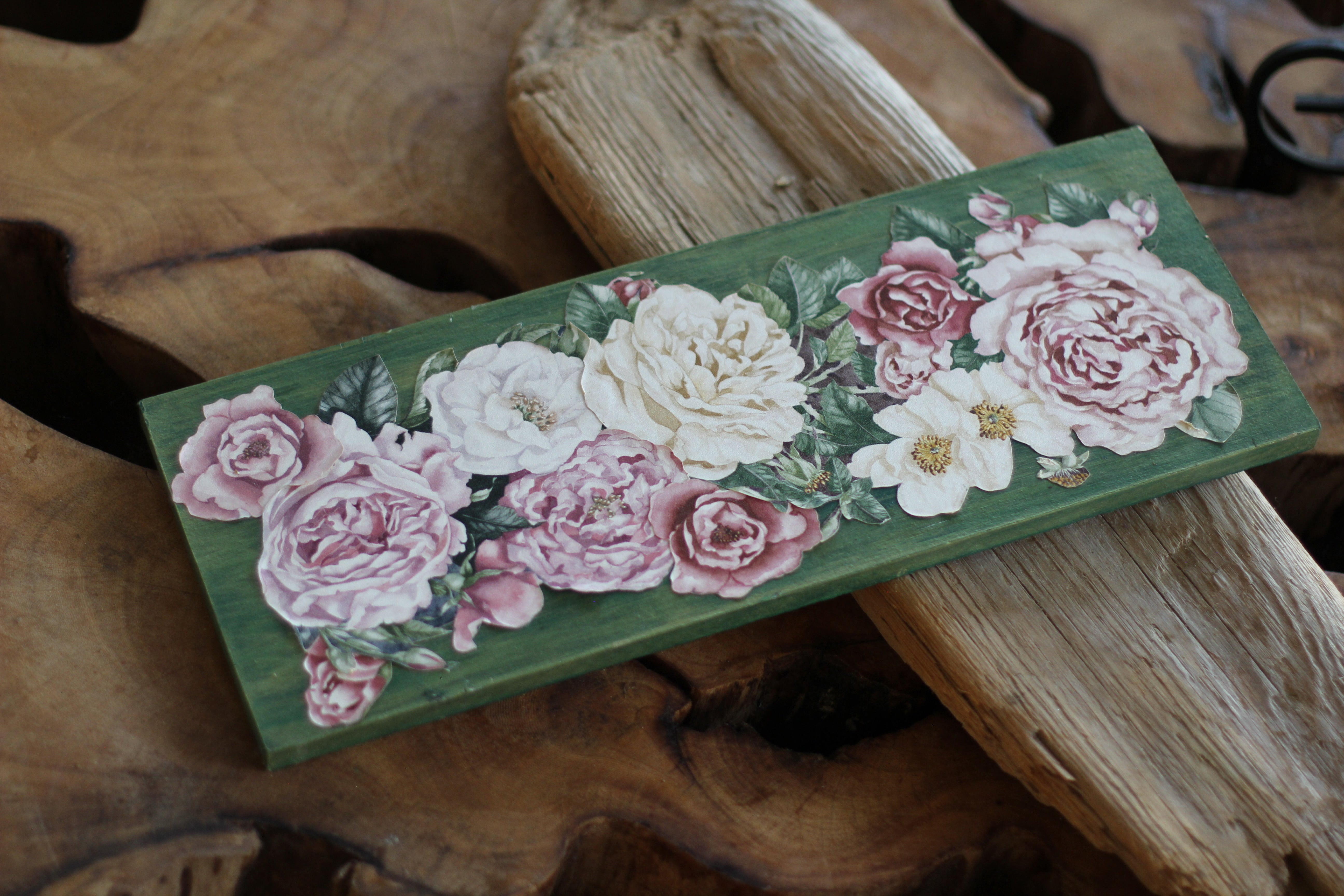 Antique Green Floral Tray