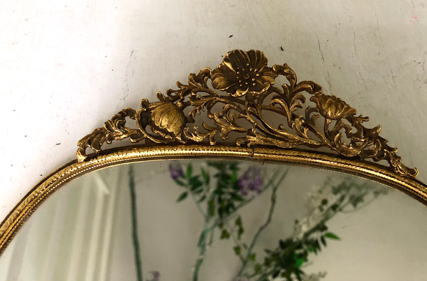 Antique Floral Matson Mirror Tray