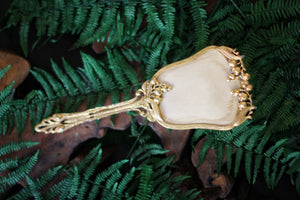 Antique Lily of the Valley Floral Gold Hair Brush