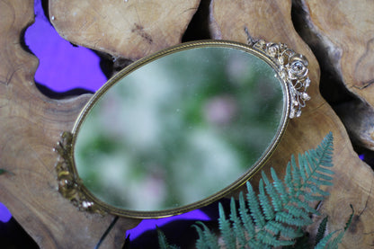 Antique Floral Roses Matson Mirror Tray