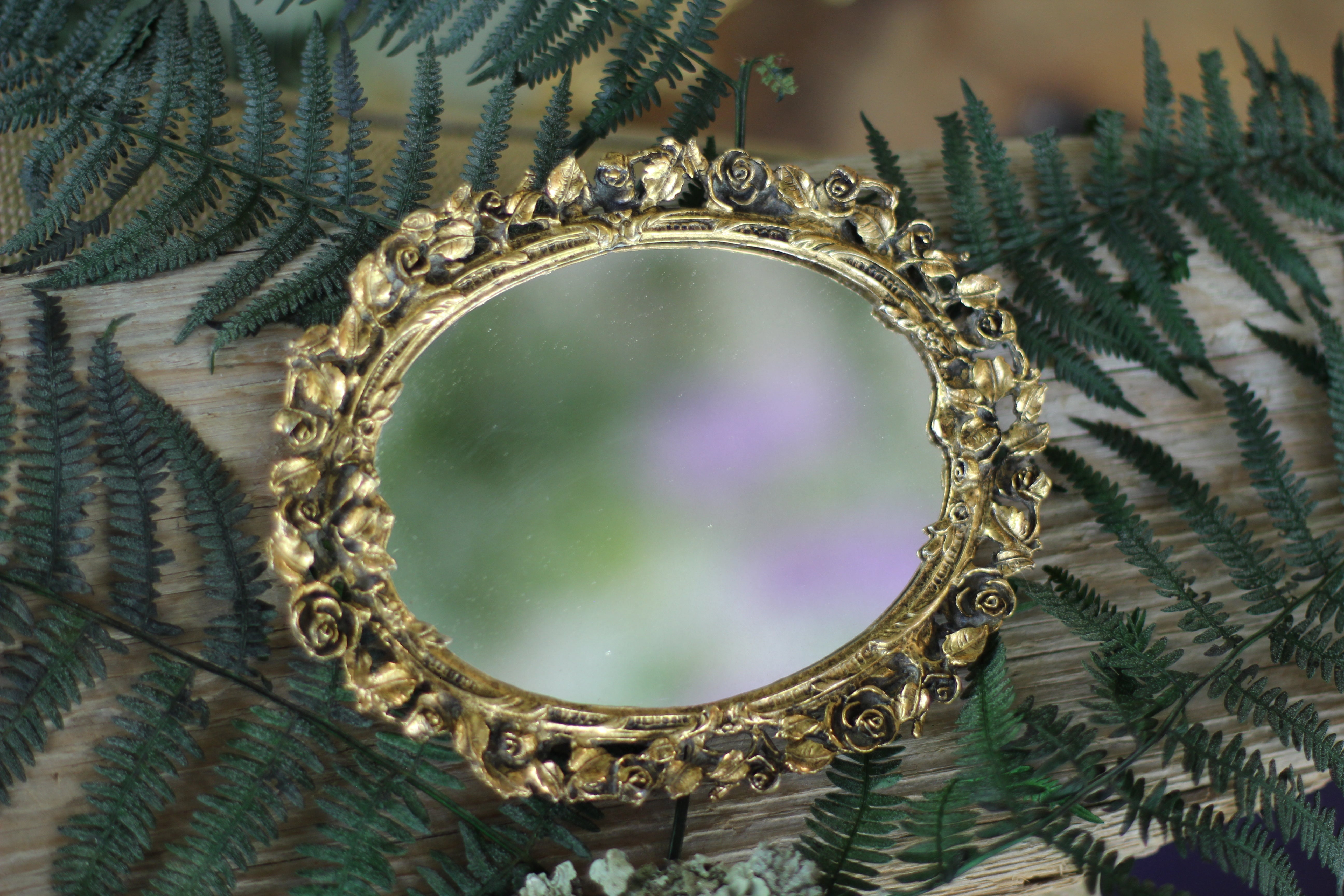 Antique Tiny Roses Matson Mirror Tray