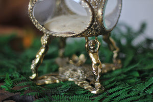 Antique Pedestal Cherubs Jewelry Box