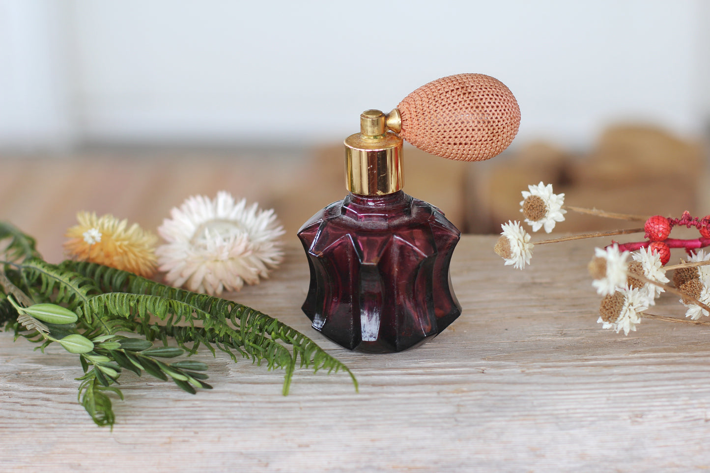 Vintage Purple Bulb Atomizer Perfume Bottle