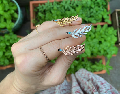 Pre-Order * Twig Crystal Turquoise Leaf Hair Prong