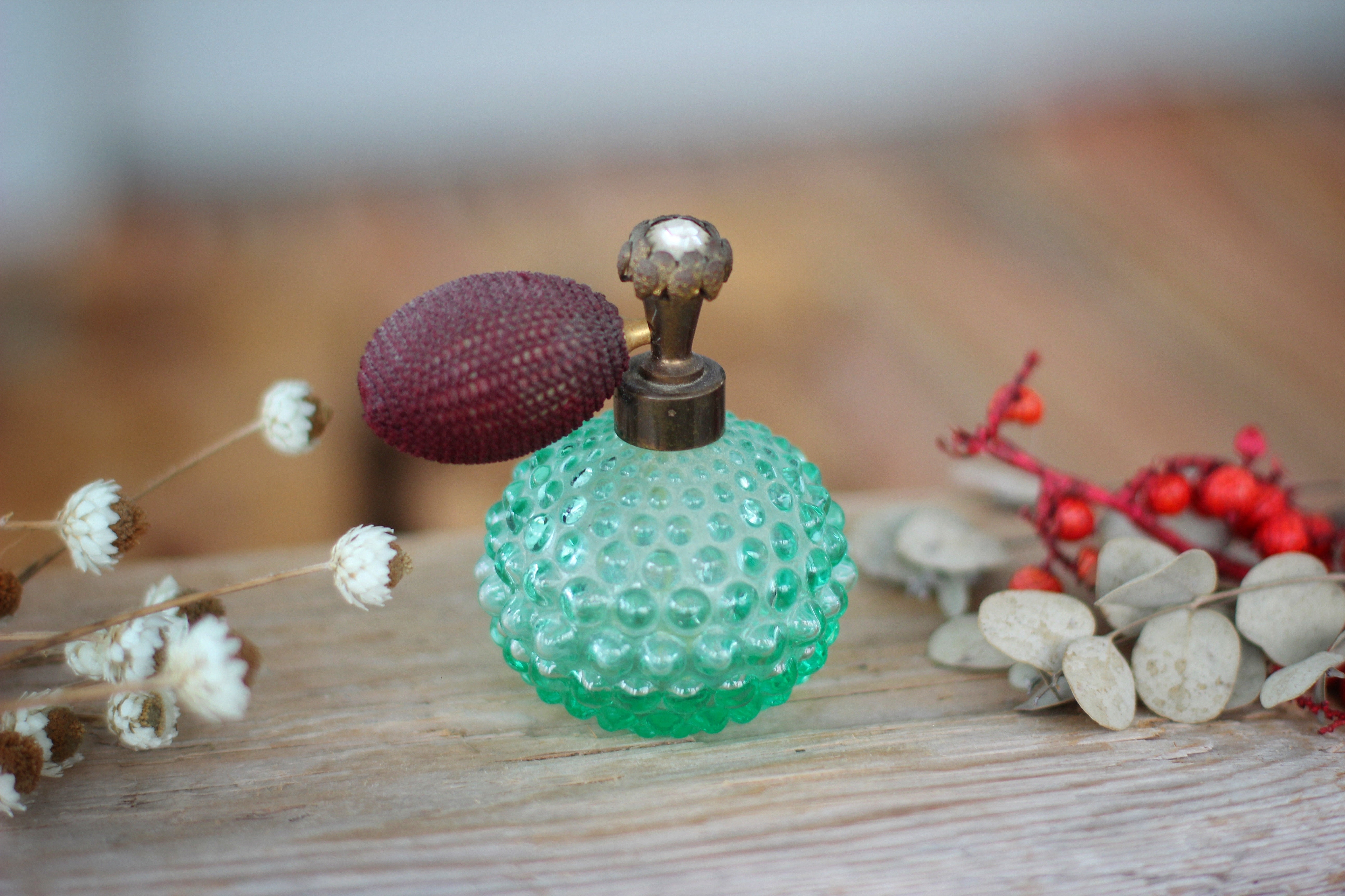 Vintage Green Crystal Atomizer Perfume Bottle