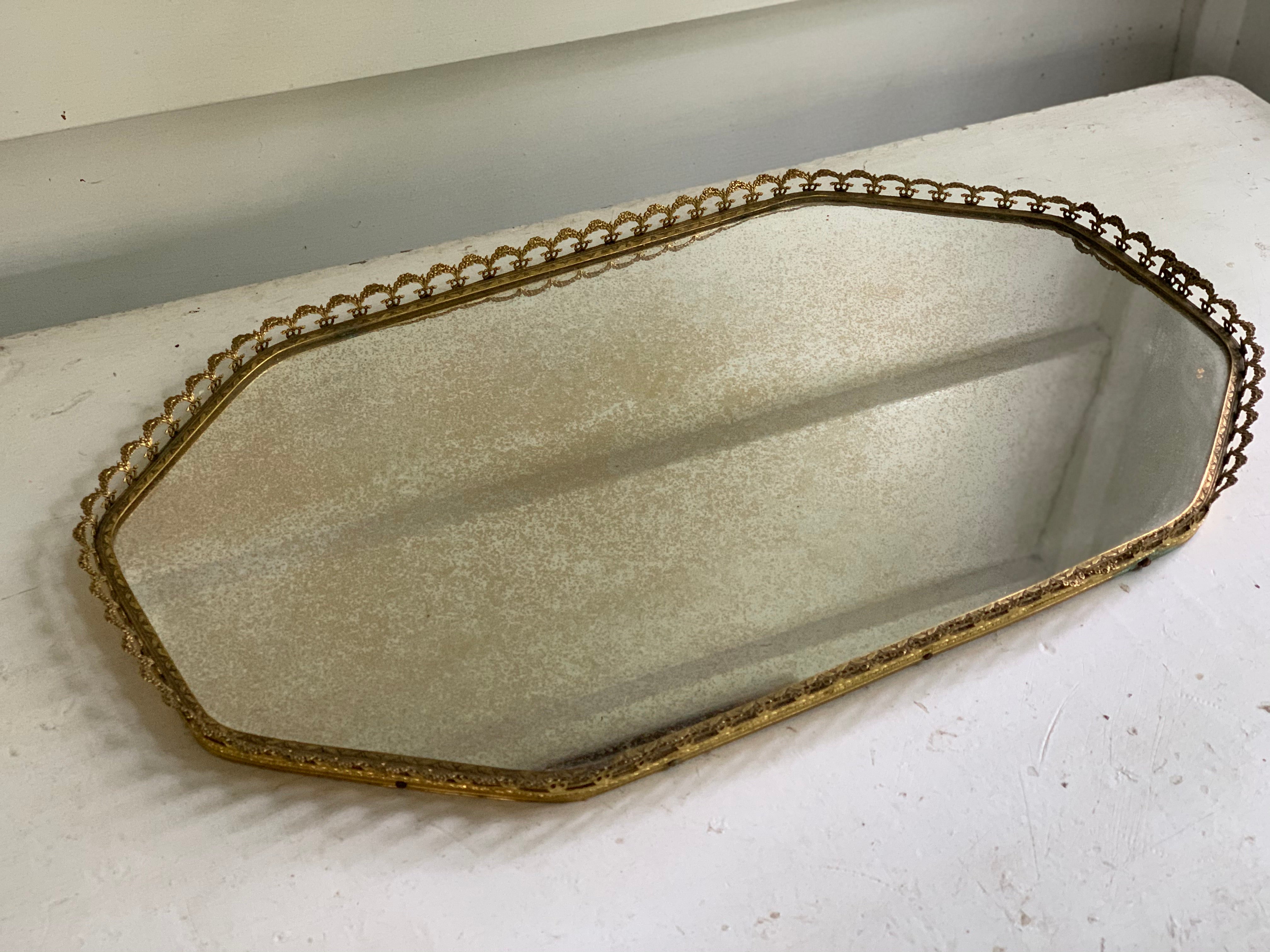 Antique Filigree Lace Mirror Tray